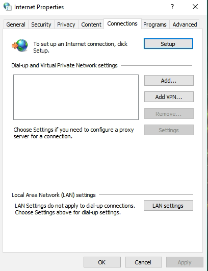 lan settings internet properties