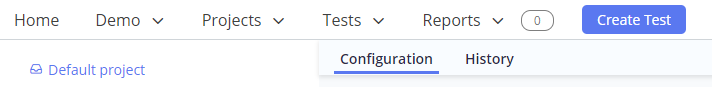 test configuration tab