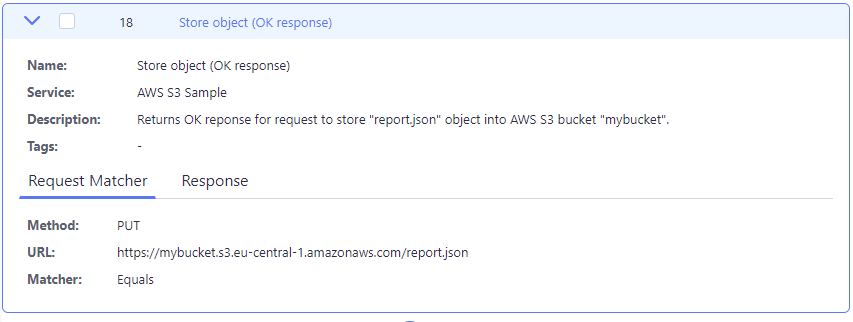the AWS Store Object transaction