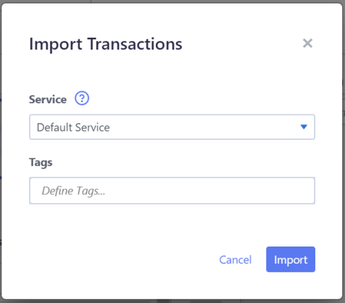 import transaction dialog