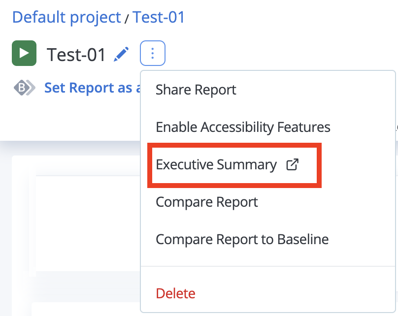 test menu executive summary