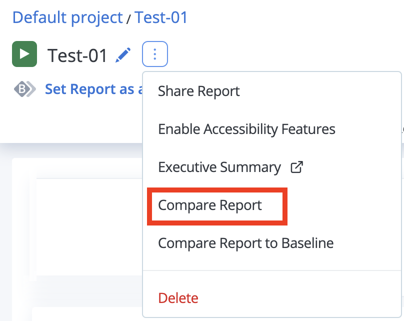 test menu compare report