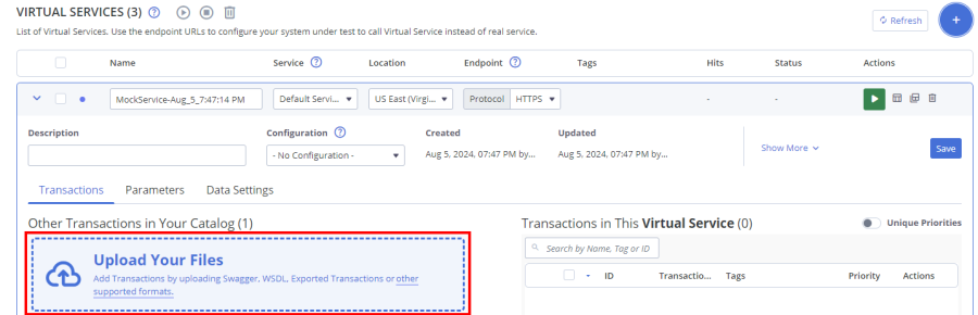 virtual services transactions