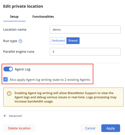 existing location agent log