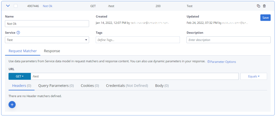 transactions request matcher