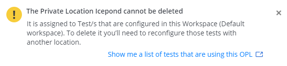 workspace assigned to tests delete