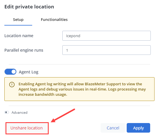 unshare private location