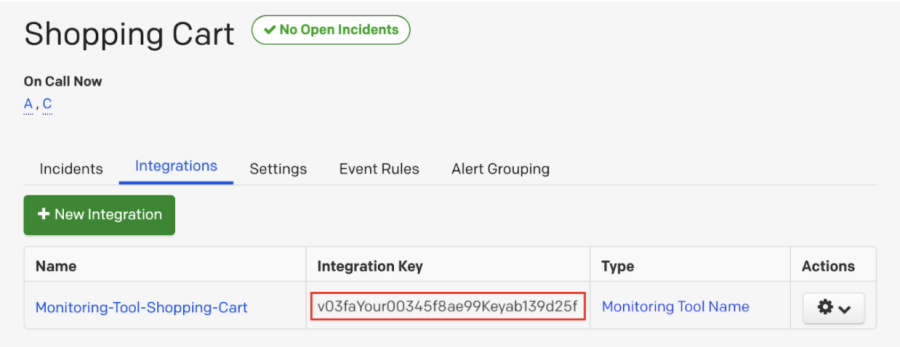 pager duty integration key