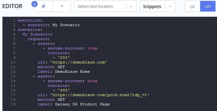 script with assert statements in editor ui
