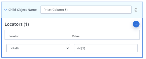 the xpath locator field