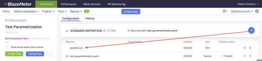 an uploaded CSV file