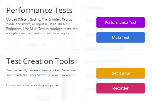 new performance test button
