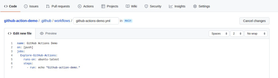 GitHub Actions - demo YAML
