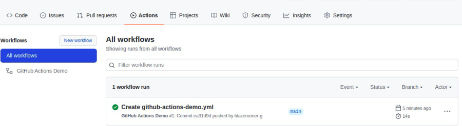 GitHub Actions - workflow run