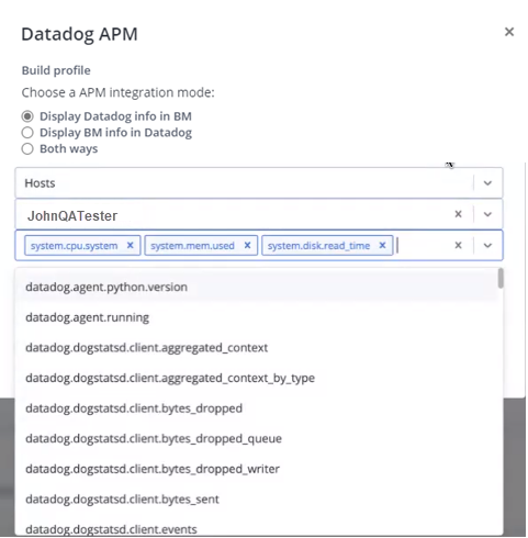 Display Datadog info in BlazeMeter dialog