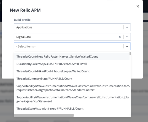 New Relic APM select metrics