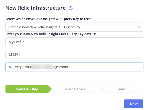 New Relic Infrastructure select API key