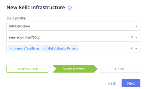 New Relic Infrastructure select metrics