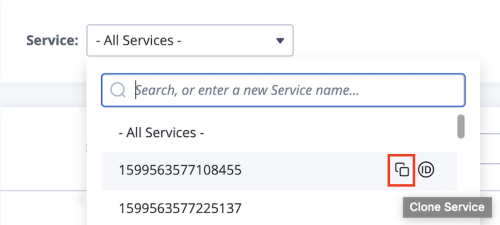 the clone a service button