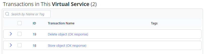 virtual service with some transactions removed