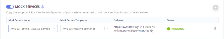 a virtual service that was added to a test definition