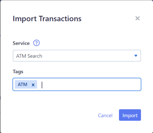 import dialog with tags