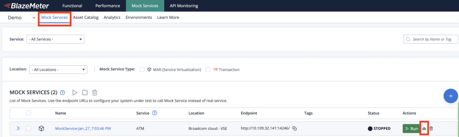 virtual services subtab