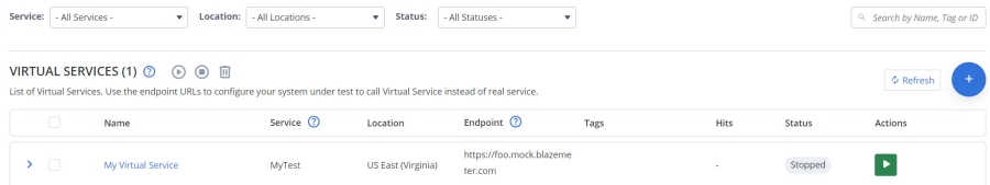 list of virtual services