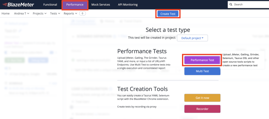 create a performance test
