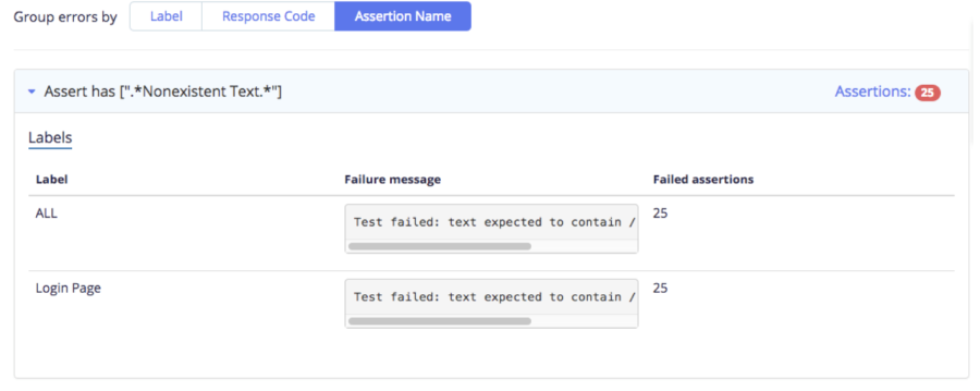 errors tab assertions