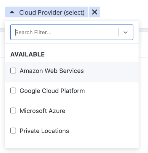 filter cloud provider