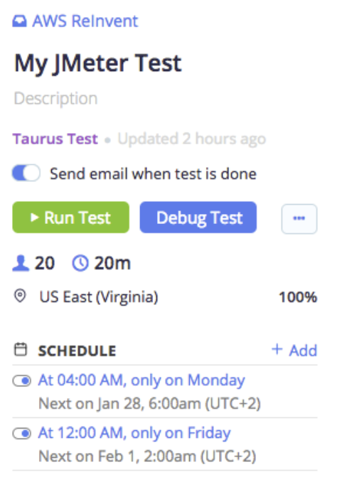 scheduled tests list