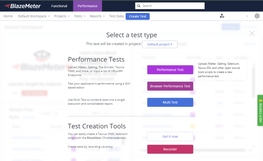 performance test create