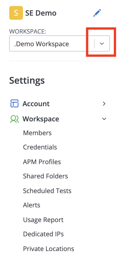 workspace selection