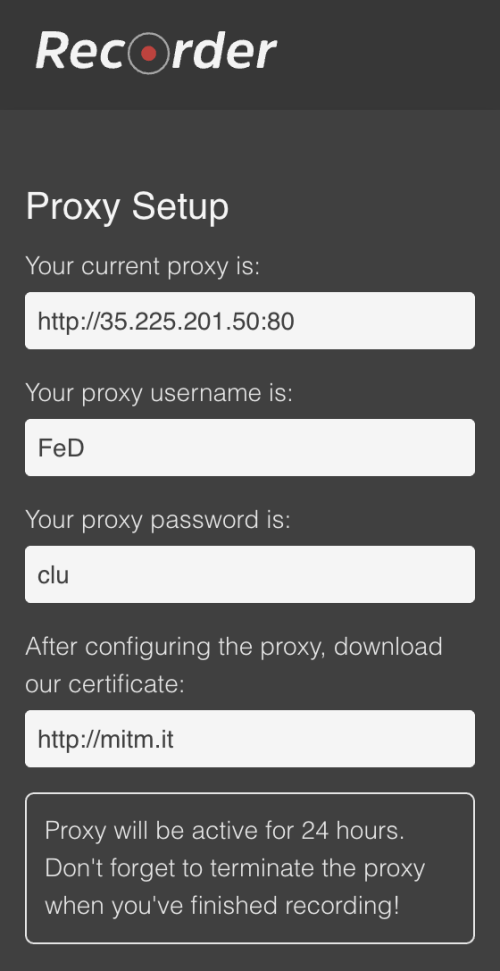 bzm recorder proxy setup