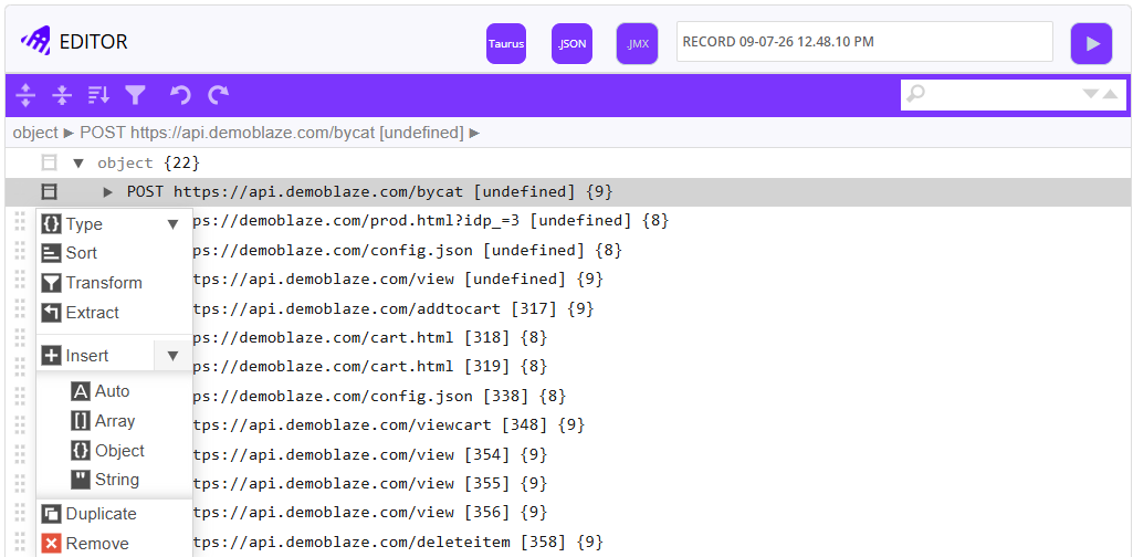 Chrome extension script editor item menu
