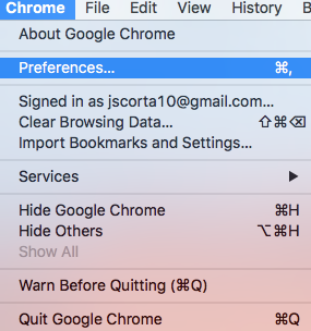 chrome settings preferences