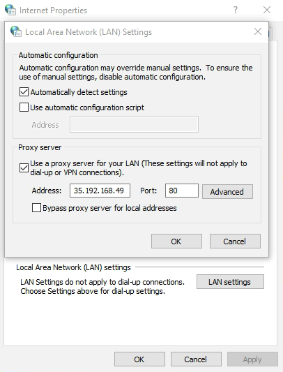 enter port from proxy recorder