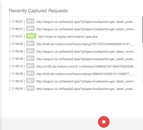 list of captured events in a session